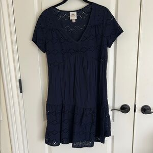 Navy Blue Eyelet Dress